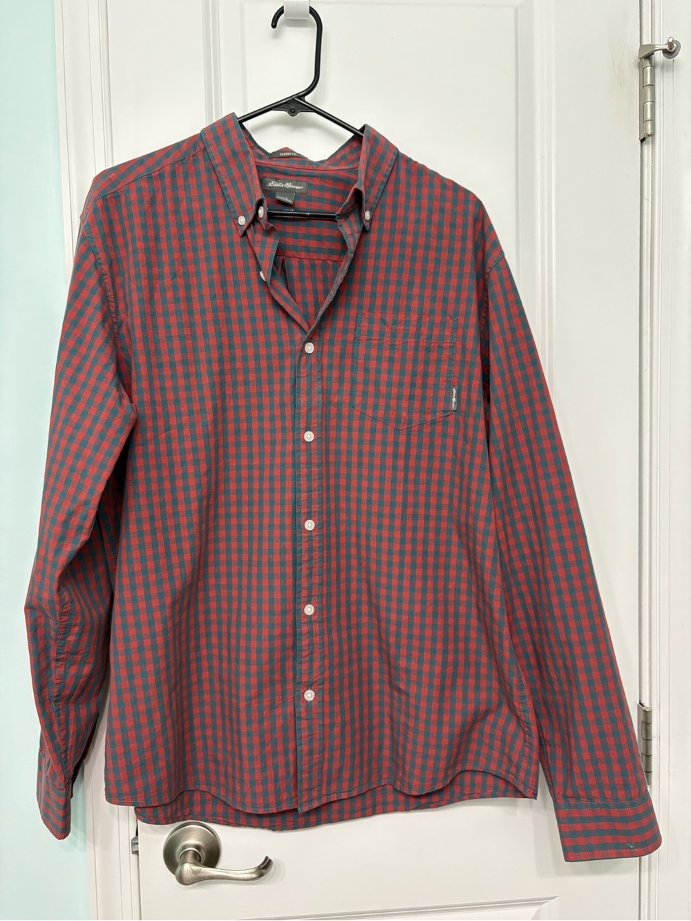 Eddie Bauer Red and Blue Check Button-Down Shirt